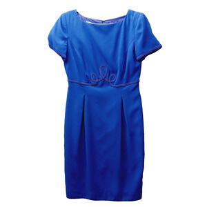 Dress Sheath Purple Office Chic Elegant Classic Old Money Pleated Pin Tuck Sz 6